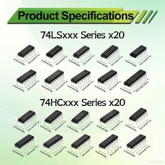 40 Pcs 20 Types 74HC and 74LS Series Low Power Logic IC Assortment Kit DIP TTL C