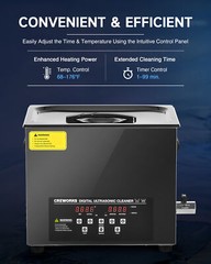 CREWORKS 10L Ultrasonic Cleaner 2.5X Heater Efficient with Degas & Gentle Mode