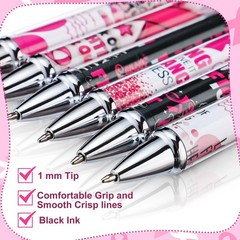 36 PCS Breast Cancer Awareness Pens Pink Ribbon Retractable Ballpoint Ink
