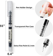 12 Pieces Rolling Ball Pens, Quick Dry Ink 0.5 Mm Extra Fine Point Pens Liquid I