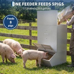 NEW🔥Hog Feeder 3.7 Bushel Metal Double Door Pig Feeder Feeding up to 8 Hogs