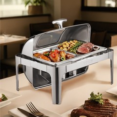 9QT Roll Top Chafing Dish Buffet Set Stainless Steel Chafer Food Warmer w/ Clip