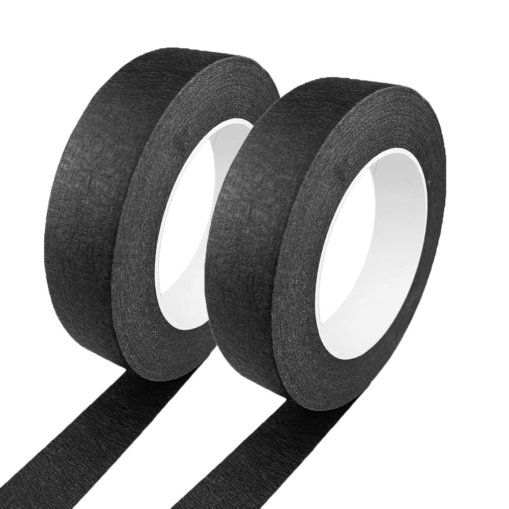 Black Masking Tape, 1 Inch x 55 Yards, 2 Rolls, Painters Tape for Painting,