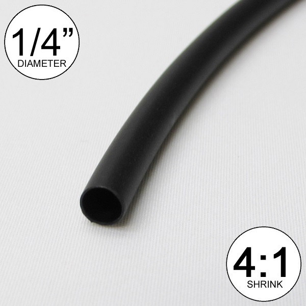 (1 FT) 1/4″ Black Heat Shrink Tube 4:1 Dual Wall Adhesive 0.25″ inch/foot/to 6mm