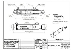 Hydraulic Cylinder Welded Double Acting 2″ Bore 48″ Stroke Cross Tube 2×48 NEW