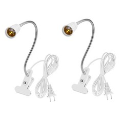 Wrpacttg Aluminum Wire Neck Clip Light Socket 2-Pack Desk Clip Clamp Lamp