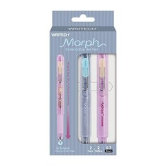 WRITECH Morph Extendable Gel Pen Set Translucent 0.7mm Ink Refills School Office