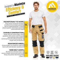 Mens Utility Cordura Cargo Heavy-Duty Work Pants Construction Work Trousers