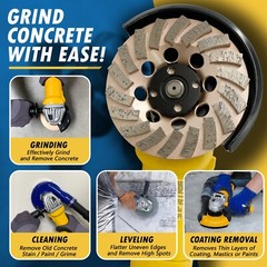 Concrete or Masonry Diamond Grinding Cup Wheels, 7/8″-5/8″ Non Threaded Arbor