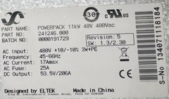 ELTEK POWERPACK 11KW 48V 480VAC 45-66 HZ 241246.000 POWER MODULE