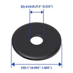 10 ID x 1″ OD Black Fender Washers, 18-8 Stainless Steel Flat Washers, 100 Pcs