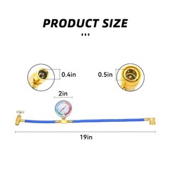 R134A Car AC Refrigerant Charging Hose Kit with Gauge 3/8″ x 6′ Length Air