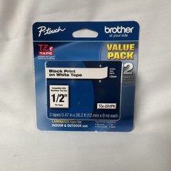 Brother TZe-2312PK Label Tape 1/2 in White Thermal TZE Series Value Pack. New
