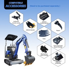 Free Ship Mini Excavator 1 Ton Digger 13.5hp Gas Tracked Crawler EPA Engine