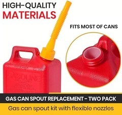 Gas Can Spout Replacement Kit (Two Pack), Universal Nozzle for 1, 2, 5 Gallon Ga