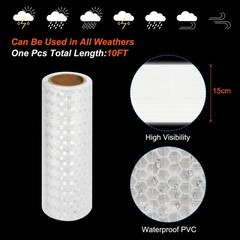 Reflective Tape 6″ x 10FT Adhesive Warning Safety Tape White