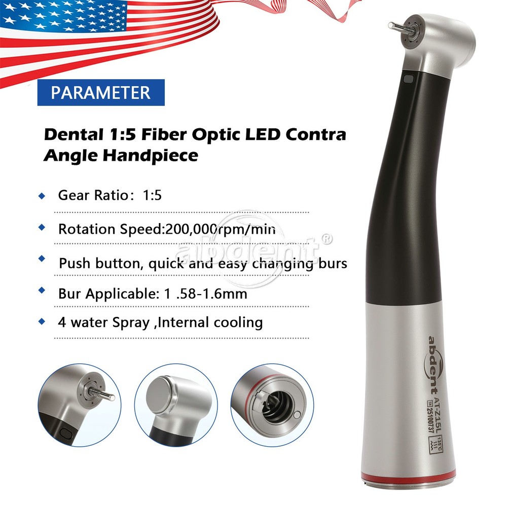 1:5 Increasing Fiber Handpiece Contra Angle LED Fit Electric Motor Abdent Dental