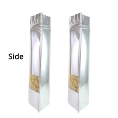 Multi-Size Silver Foil Mylar Glossy Stand Up Zip Lock Bag w/ Rectangle Window