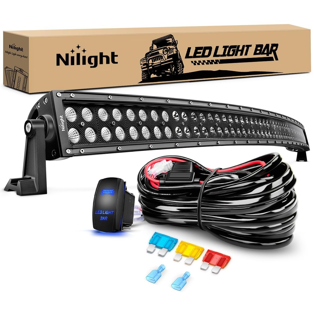 50 Inch Curved Led Light Bar 288W Combo Beam Off Road Spot Flood With Harness
