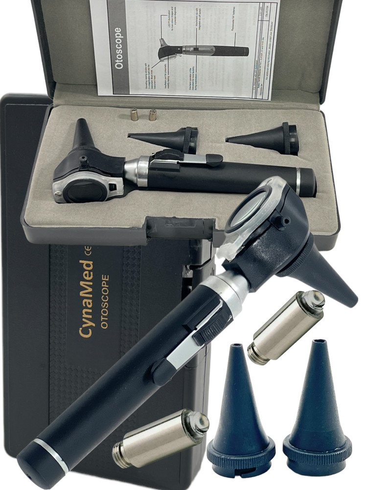 NEW PREMIUM LED BRIGHT LIGHT 4X Otoscope ENT Diagnostic Set + 2 FREE BULB