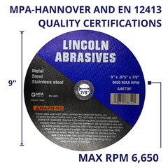 100 Pc 9″ x .075″ x 7/8″ Cut off Wheels Stainless Steel Metal Cutting Discs