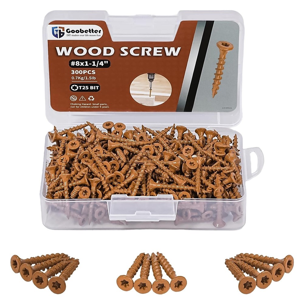Torx Rust Resistant Exterior Wood Deck Screws 300 Pcs 8×1-1/4 Wood Decking