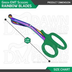 3 EMT Scissors 7.25″ Rainbow Blades with Green Handle Utility Shears German Gr