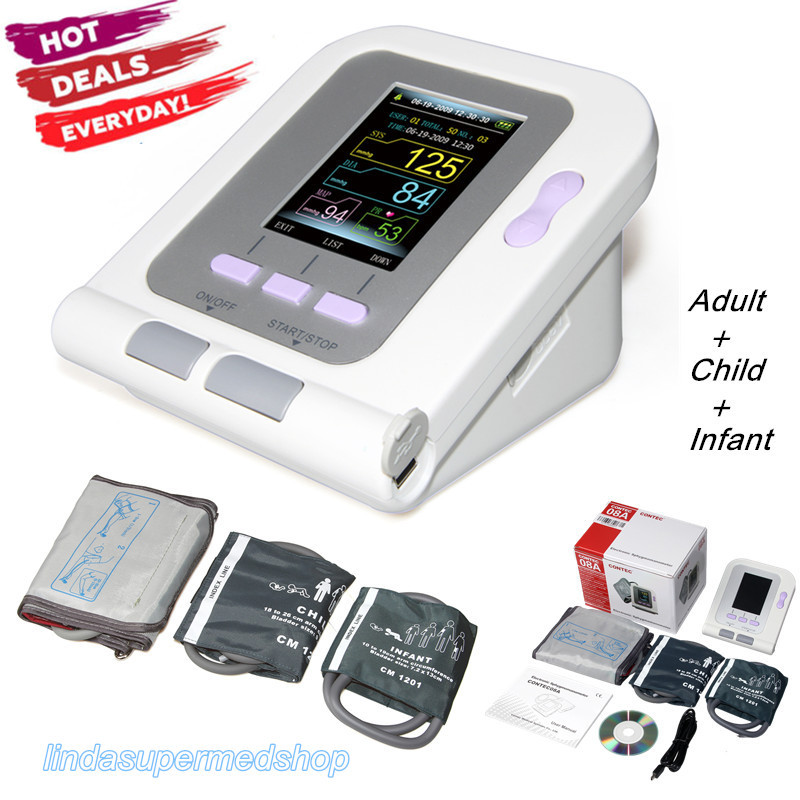 US Digital Blood Pressure Monitor NIBP CONTEC08A,Adult+Child+Pediatric Cuffs