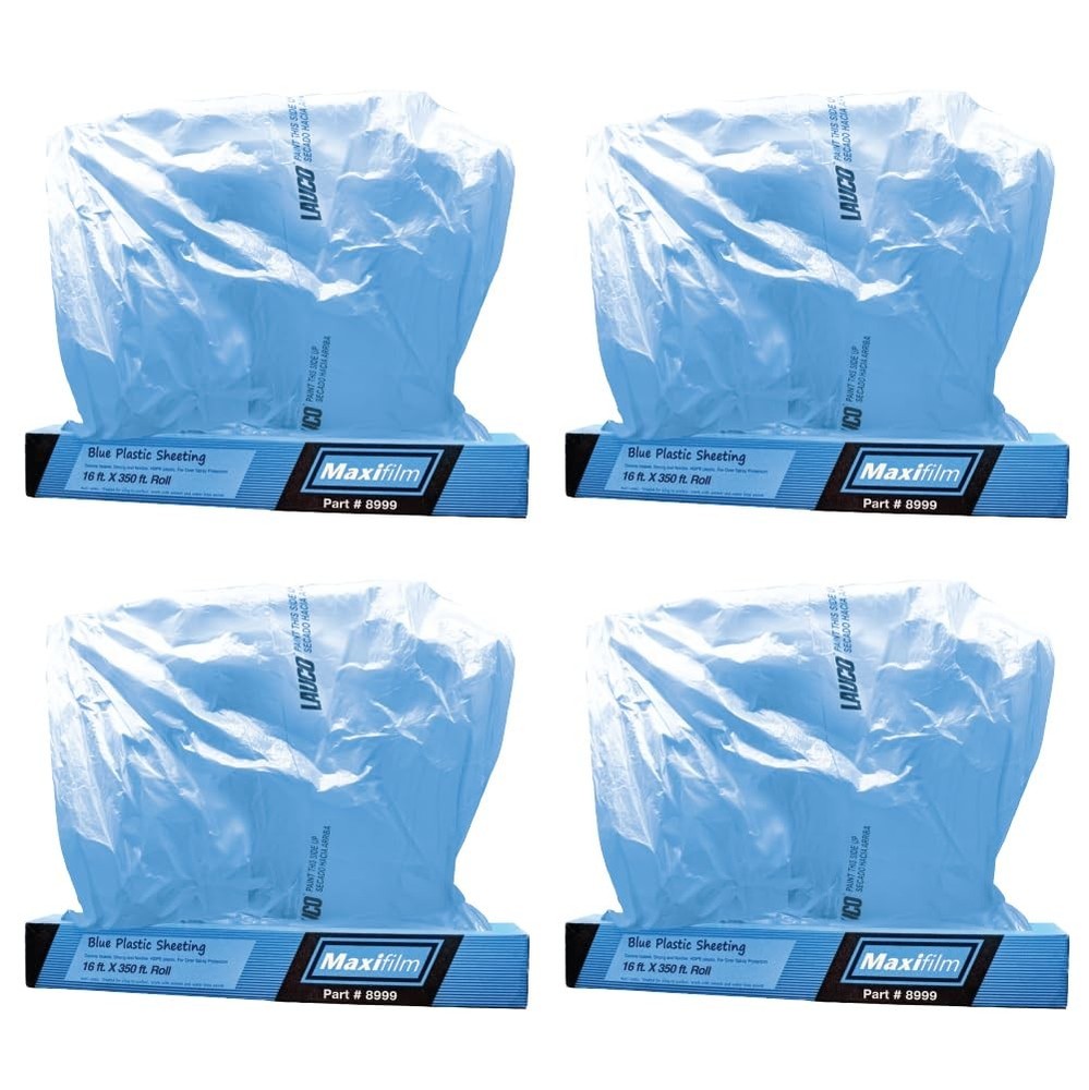 MAXIFILM 16ft x 350ft, 4 Rolls of Blue Overspray Paintable Masking Plastic