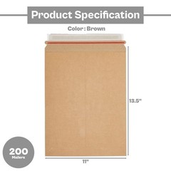 200 Pcs Kraft Rigid Photo Document Mailers 1″x13.5″ Stayflat Cardboard Envelopes