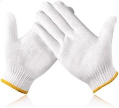 White Cotton Polyester Knit Safety Gloves – Large, Reusable, Abrasion Resista…