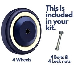Set of 4 wheels | 4″ Diameter wheels for Shopping Cart | Nuts and Bolts included
