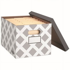Bankers Box 3 Decorative Letter/Legal Document Boxes, Gray with Gray Lids