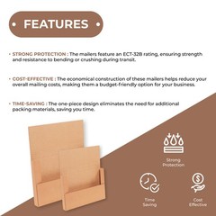 50-Pack Kraft Easy-Fold Mailers 10.25×10.25×1″ ECT-32B – Economical & Versatile