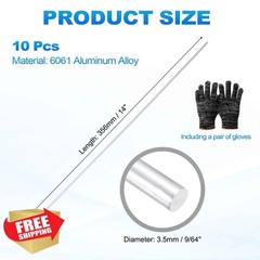 Meccanixity 10 Pcs 6061 Aluminum Rod 3.5mm Dia 14″ Lathe Bar Stock