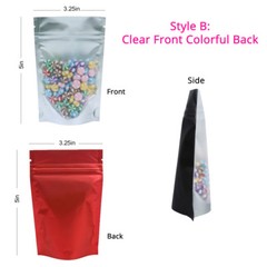 Both Sided Colored & Clear Front Colorful Back Foil Mylar Stand up Zip Lock Bags