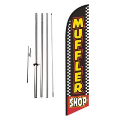 Muffler Shop 15′ Feather Banner Swooper Flag Kit with pole+spike