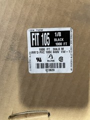 Alpha F1051/8 BK001 Heat Shrink, 1/8″ ID, 2:1, Black IRR. PVC, FIT-105, 1000 ft.