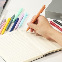 6 Pack Retractable Pens 0.5mm, Black Gel Ink for Office, Dark Yellow