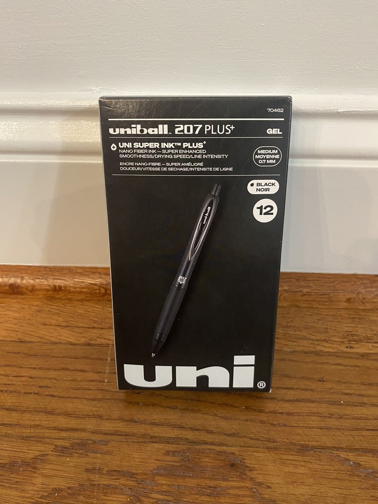 uni-ball uniball 207 Plus+ Retractable Gel Pens Med Point 0.7mm Black Ink 12 Pac