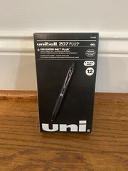 uni-ball uniball 207 Plus+ Retractable Gel Pens Med Point 0.7mm Black Ink 12 Pac