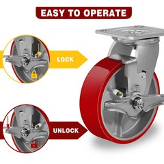 6 Inch Caster Wheels Heavy Duty,Capacity 1200-4800LB