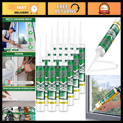 12 Pack Clear Silicone Caulk 10.1 oz – Waterproof Adhesive for Home, RV, Auto, B