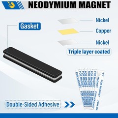5x Strong Neodymium Bar Magnets, Black Waterproof Epoxy Coated, 60x10x3mm