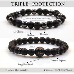 GDLKPYHS Black Obsidian Feng Shui Bracelet for Men – Tourmaline/Onyx/Hematite