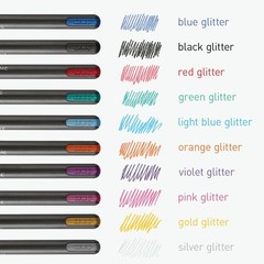 Pentonic Glitter Gel Pens, 10 Count, 10 1 Count (Pack of 10), Assorted
