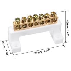 3Pack 100A Copper Screw Terminal Block Connector Bar Ground Wire 7 Positions