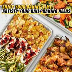 Baking Sheet Pan Set of 3, Commercial Quality 13x9in 15x10in 18x13in, Silver
