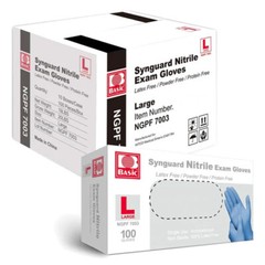 Synguard Nitrile Exam Gloves 10 bxs/case Large each box of 100 gloves