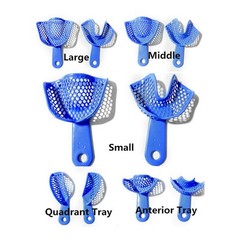 Dental Autoclavable Plastic Steel Impression Trays Denture Blue L/M/S/Q/A Opt